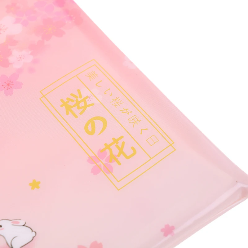 1 шт. Вишневый Сакура Kawaii Кролик ПВХ палец кольцо молния Пылезащитная папка для документов сумка канцелярская сумка