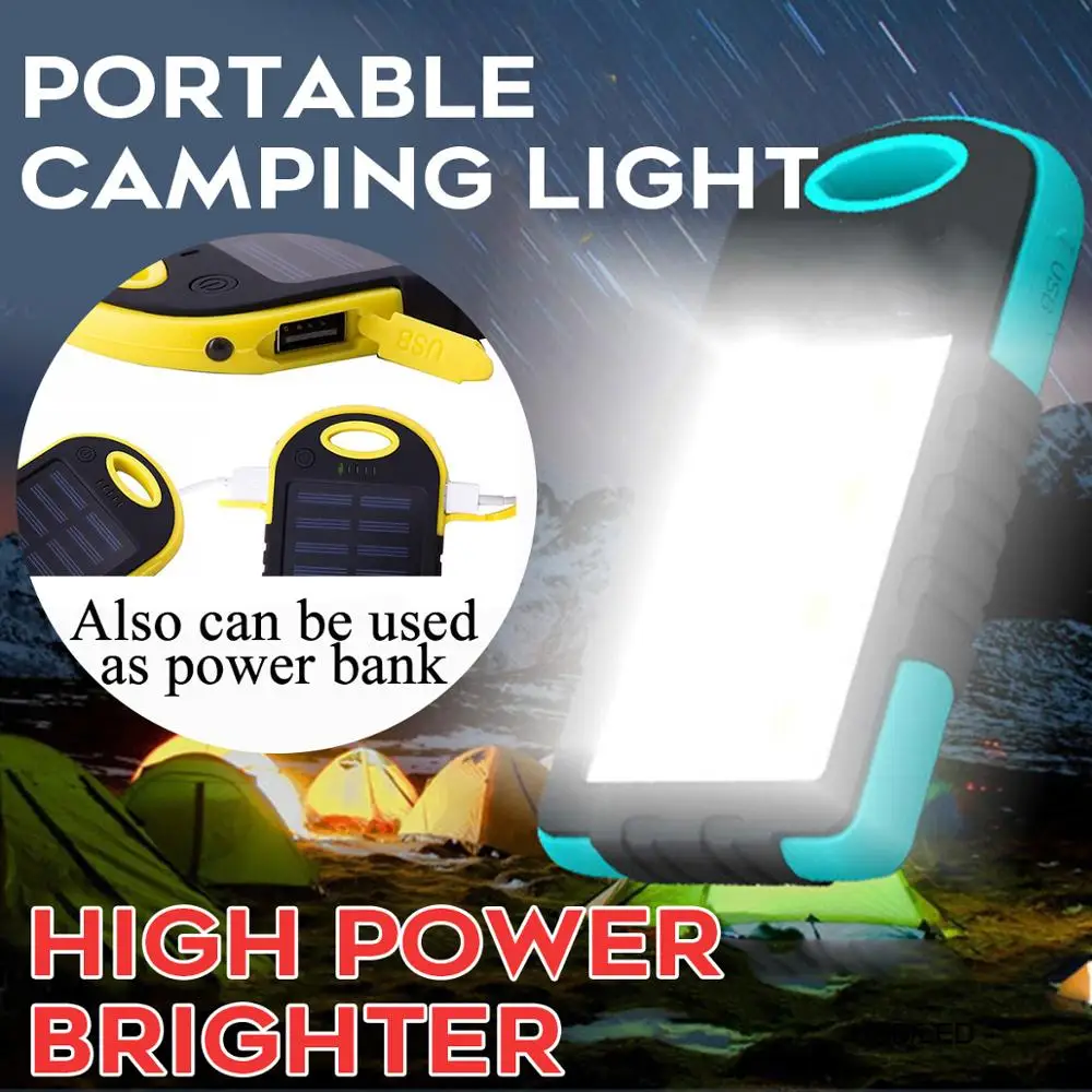 

Solar Power Bank Double USB Solar Charger External Battery With LED Portable Camping Light Charger Pack for Smart Phone