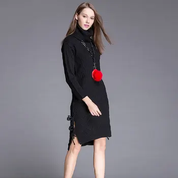 

2020 Autumn And Winter New Long Paragraph Elegant Commuter Knit Long Sleeve High Collar Warm Slim Bottoming Shirt Sweater Skirt