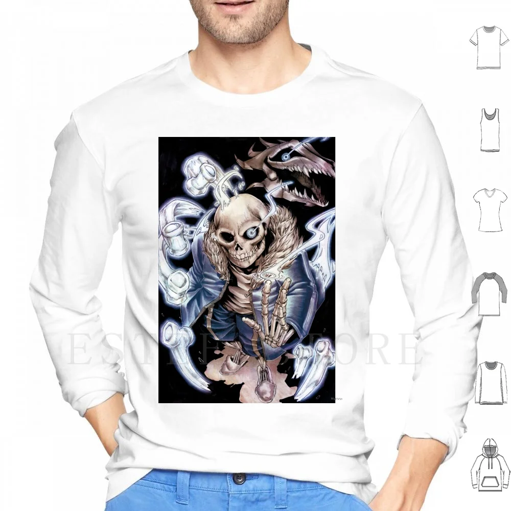 Felpe Con Cappuccio Sans Manica Lunga Sans Skeleton Undertale Warm Run Battle Illustration Myriam Savini Art Mychron