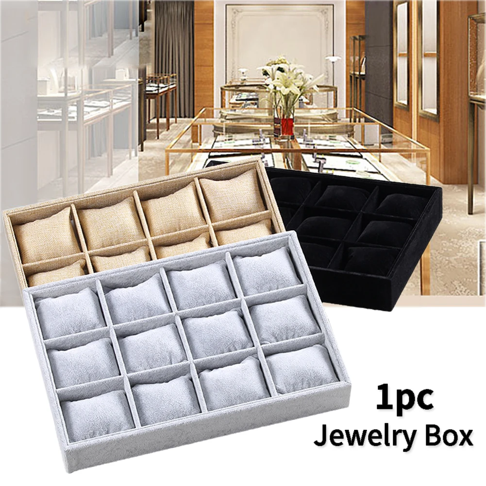 Display Holder Bedroom Ring Storage Dustproof Jewelry Box Organizer 12 Grid Desktop Earrings Decorations Protective Necklace