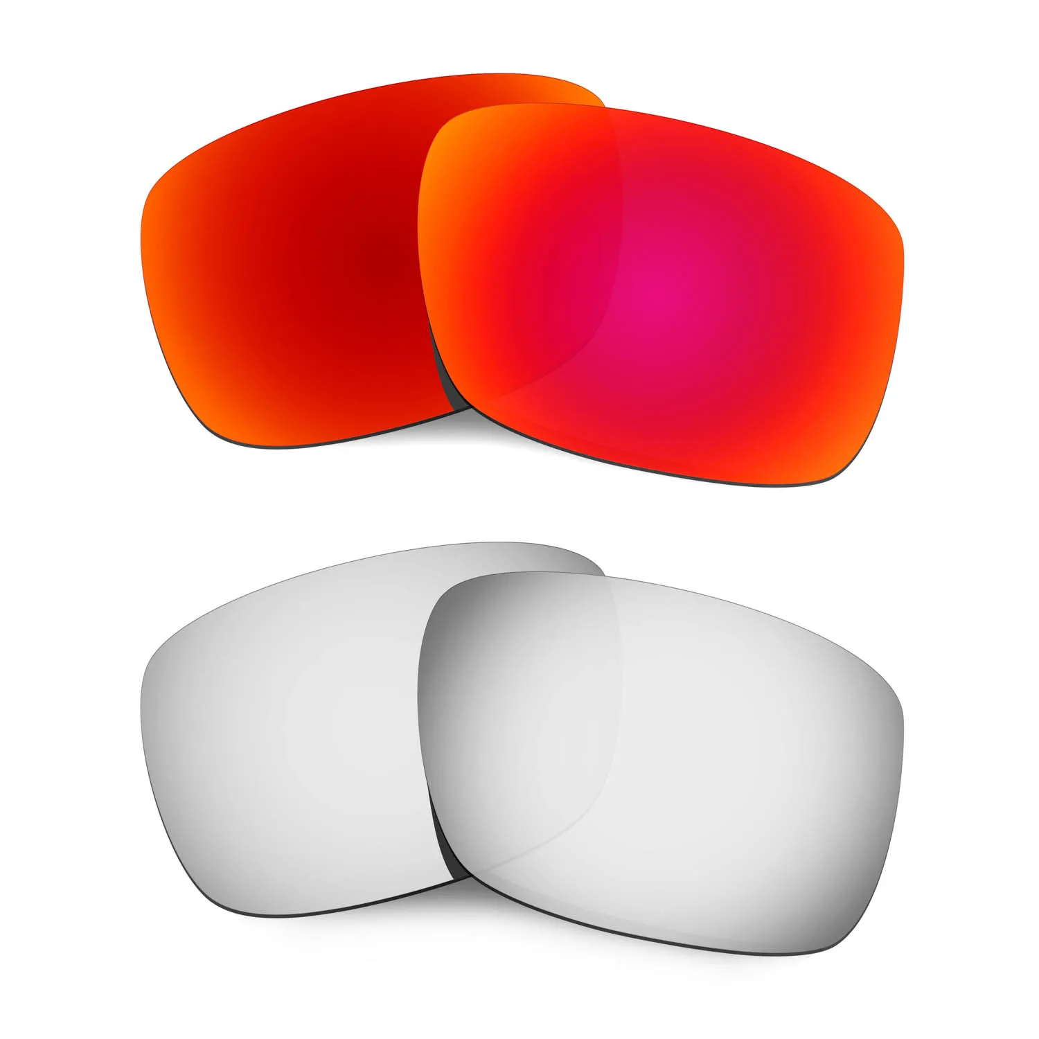 

HKUCO For Drop Point Sunglasses Polarized Replacement Lenses - Red&Silver 2 Pairs