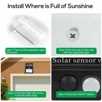 

Outdoor Solar Wall Light Security Lamp Waterproof PIR Garage Yard Deck