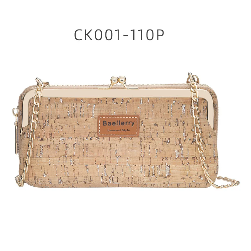 

Ladies Wallet Mobile Phone Bag Cork Zipper Handbag Wrist Bag Clutch Bag Small Summer Shoulder Strap Bag
