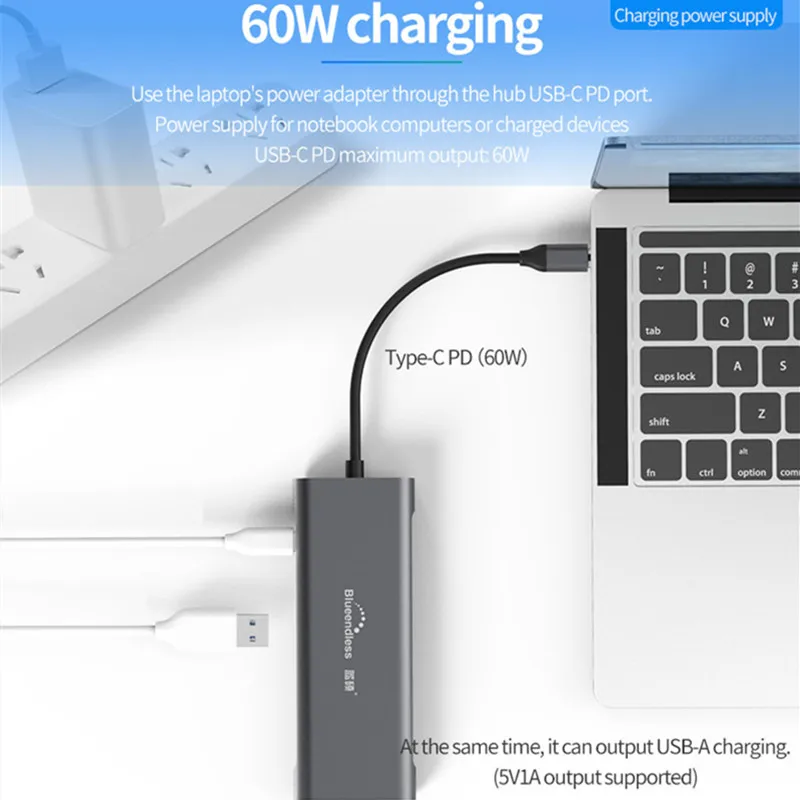 Blueendless 9 в 1 USB C Hub Multiduntion док станция 3 0 4K HD адаптер для чтения карт памяти Type PD