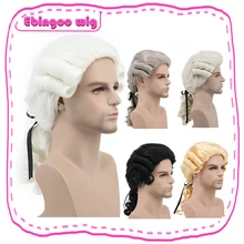 Ebingoo, серый, черный, белый цвет, барокко, кудрявый мужской костюм, парики, роскошный длинный синтетический парик для Хэллоуина