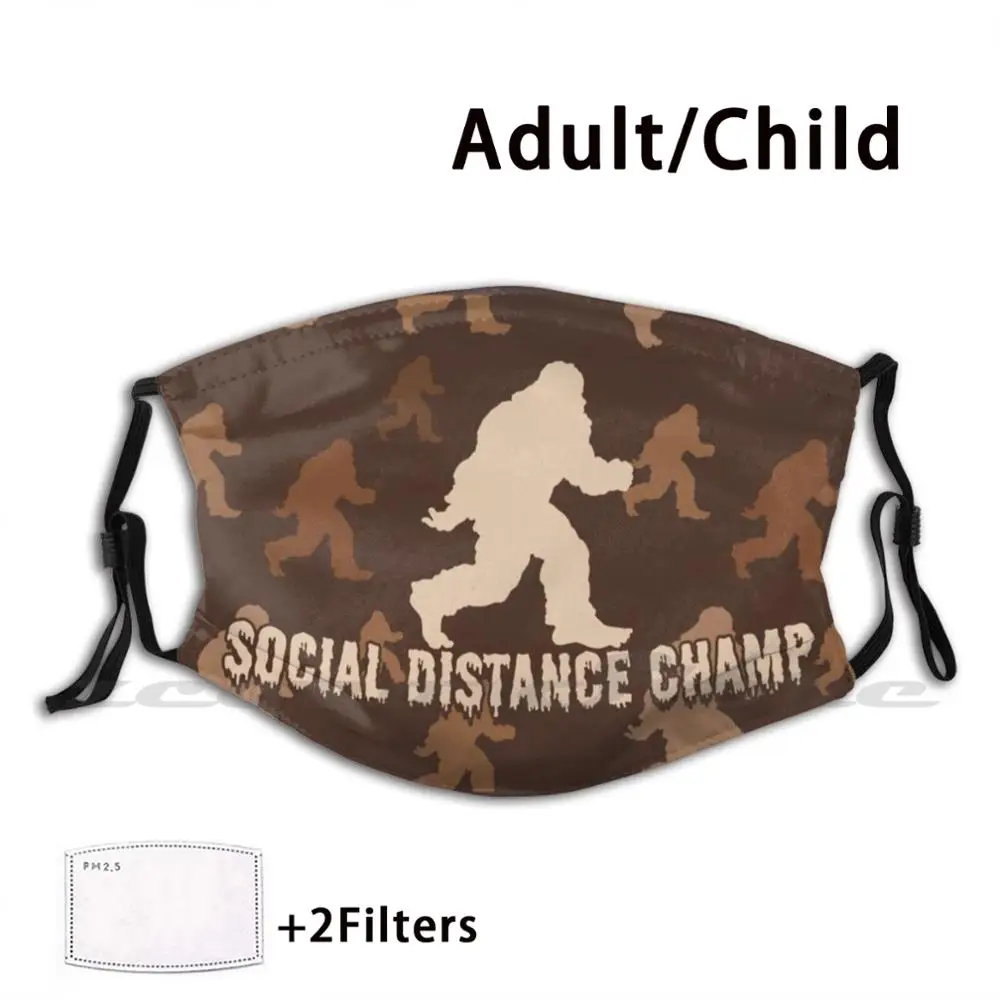 

Bigfoot Social Distance Champ Mask Cloth Reusable Print Filter Washable Disc Golf Woods Bigfoot Sasquatch Big Foot Social