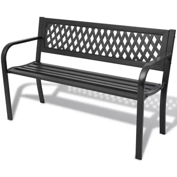 

vidaXL Garden Bench 118cm Steel Black Garden Chairs