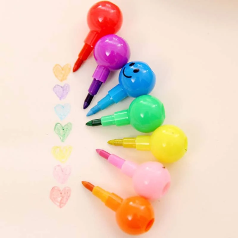 Милые рисунки набор смайлик мелки для лица Детские творческие развивающие игрушки подарок Канцтовары мультфильм 7 цветные карандаши