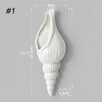 

New Modern White Ceramic Sea Shell Conch Flower Vase Wall Hanging Home Decor Living Room Background Wall Art Decorated Vase