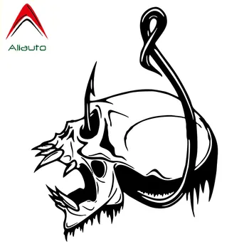 

Aliauto Personality Car Sticker Terror Skull Fish Hook Fishing Bone Boat Automobiles & Motorcycles Decor Vinyl Decal,15cm*12cm