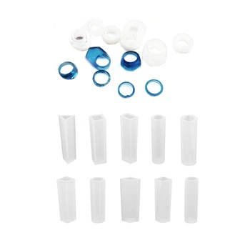 

10 Pieces Assorted Shapes Silicone Pendant DIY Molds Resin Moulds & 6 Pieces Assorted DIY Silicone Ring Mold
