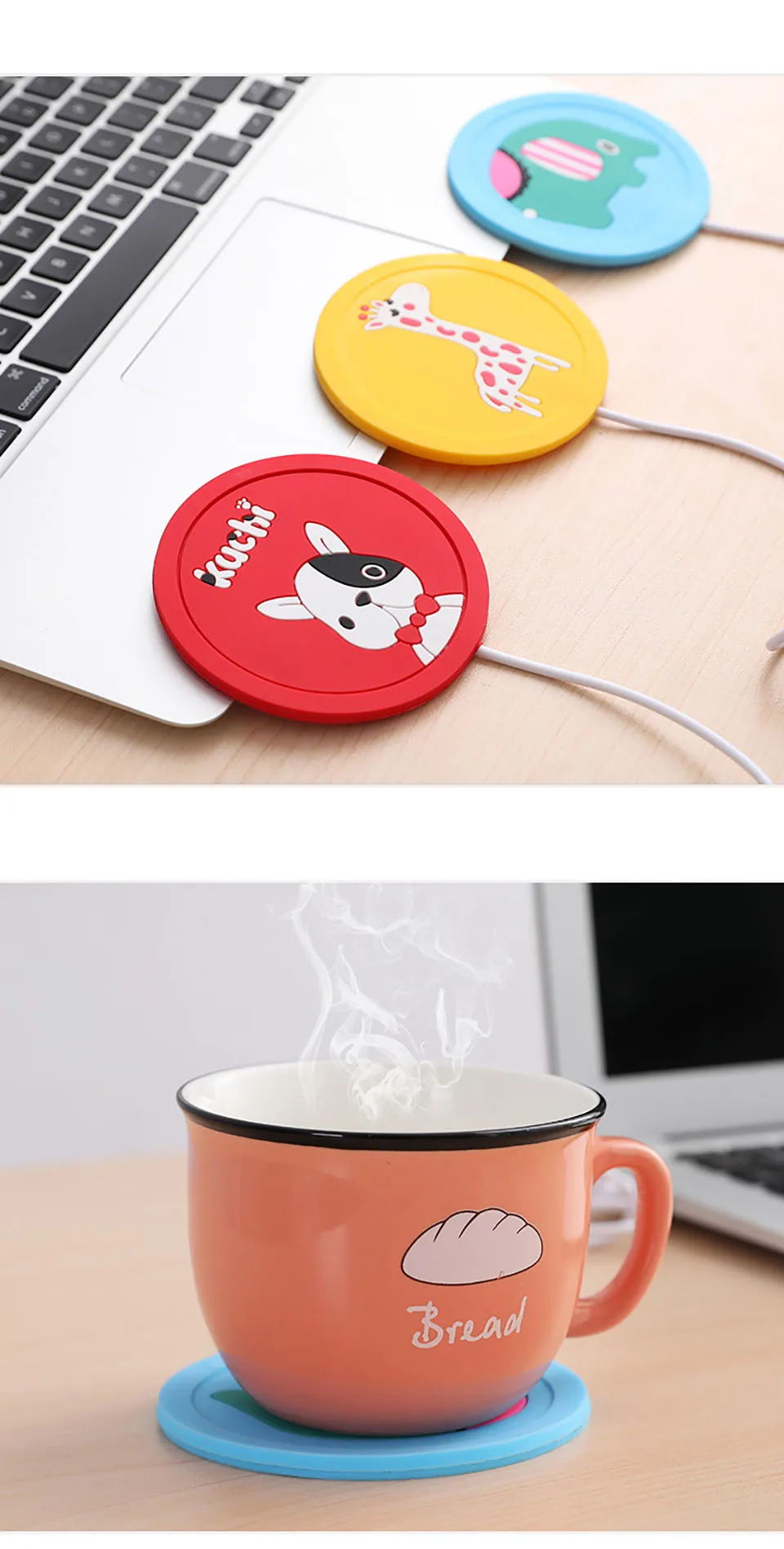 USB теплее гаджет мультфильм Силиконовые тонкие чашки-Pad кофе чай напиток USB гаджеты нагревательный лоток кружка Pad