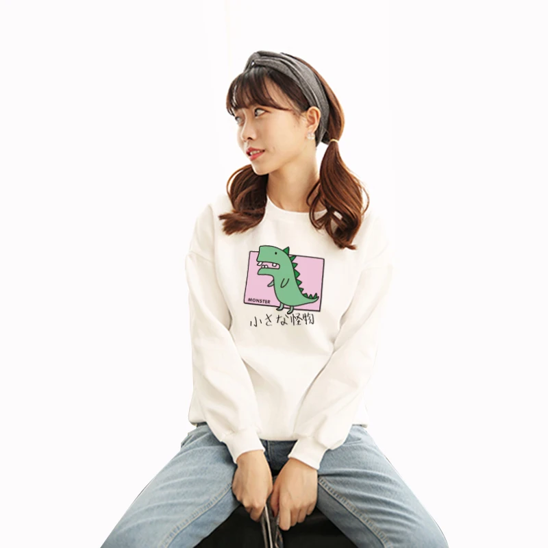 

Ulzzang Preppy Style Plus Size Women Sweatshirt and Tops Autumn O-neck Cartoon Graphic Print Sweatshirt Pullover Schoolgirl