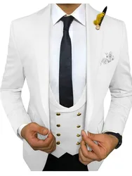 Peaked Lapel One Button Men Suits 3 Pieces Costume Homme Groom Wedding Slim fit Blazer Terno Masculino  vestido de noiva