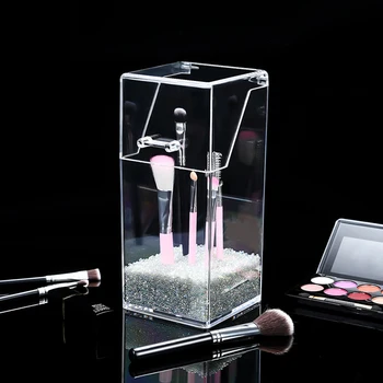 

Cosmetics Storage Container Sundries Case Transparent Makeup Brush Storage Box Cosmetic Organizer Holder Dustproof Stand