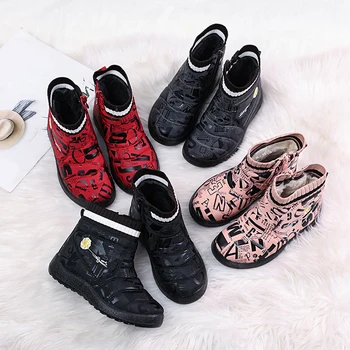 

Winter Baby Girls Boys Snow Boots Warm Outdoor Children Boots Waterproof Non-slip Kids Plush Boots Infant Cotton Shoes