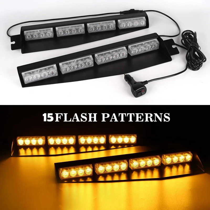Желтый) 32LED козырек светильник s 15 флэш-узоры аварийный стробоскоп светильник s лобовое стекло раздельный монтаж светильник бар правоприменение Hazard Wa