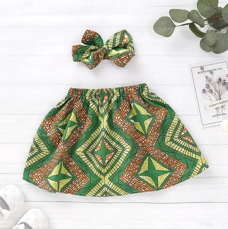 Girls Child Vintage Dot Geometric Print Holdiay Skirts Sweet Kids Infant Ruffles Boho Fashion Ins New Clothes