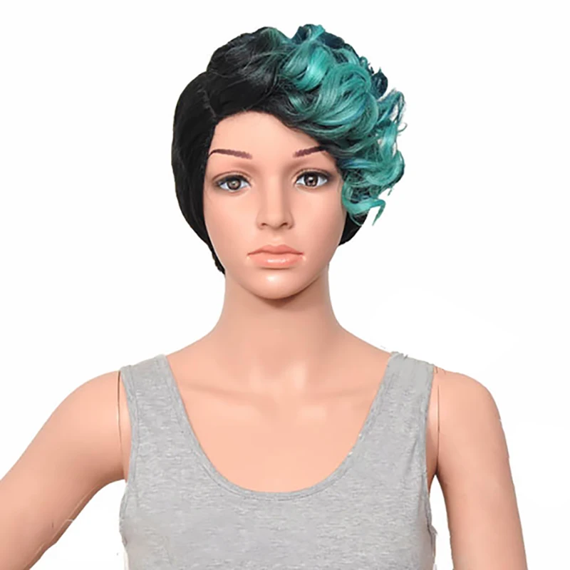 HAIRJOY женский специальный смешанный цвет боковая часть короткий кудрявый синтетический парик для волос