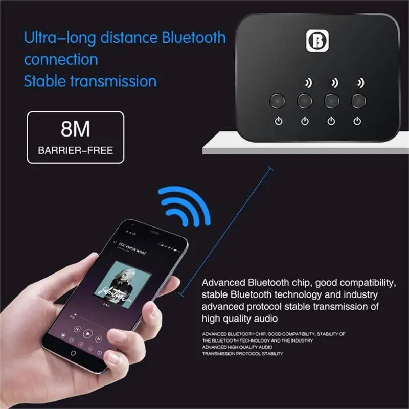 BW107 1-3 мульти-сопряжение по Bluetooth передатчик 4,0 обеспечивает высокую точность воспроизведения звука Bluetooth передатчик многопользовательский обмена Беспроводной Музыка адаптер