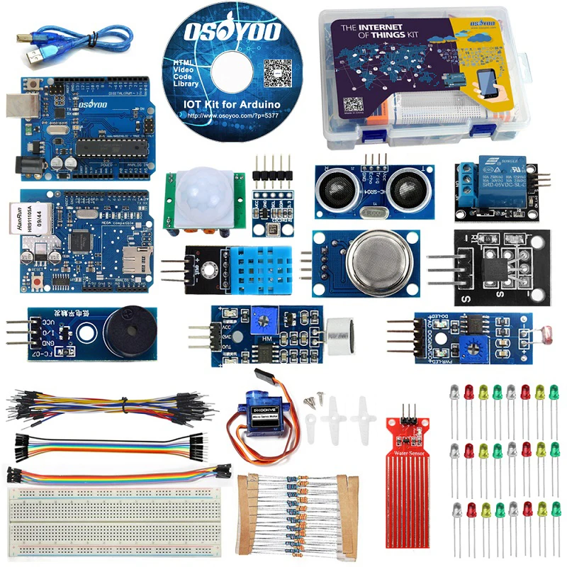 Comprar Kit de iniciación para proyectos Arduino Iot con Tutorial Ethertnet shield kits de aprendizaje Internet de las cosas Control remoto Android iOS