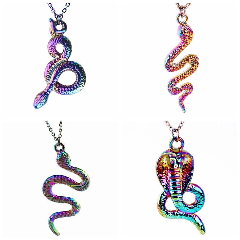 SerpentineSnakeNecklacesForWomenMenJewelryPunkStyleChainOn