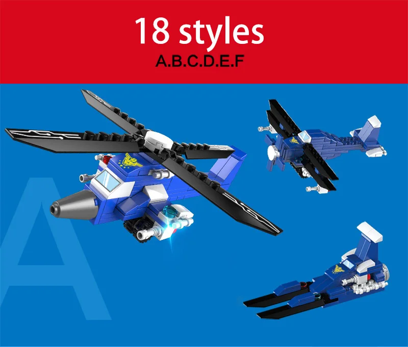 6 IN 1 City Police Building Blocks Compatible With LegoINGlys Vehicle Aircraft Boy Toys Educational Truck Block Model Bricks (7)