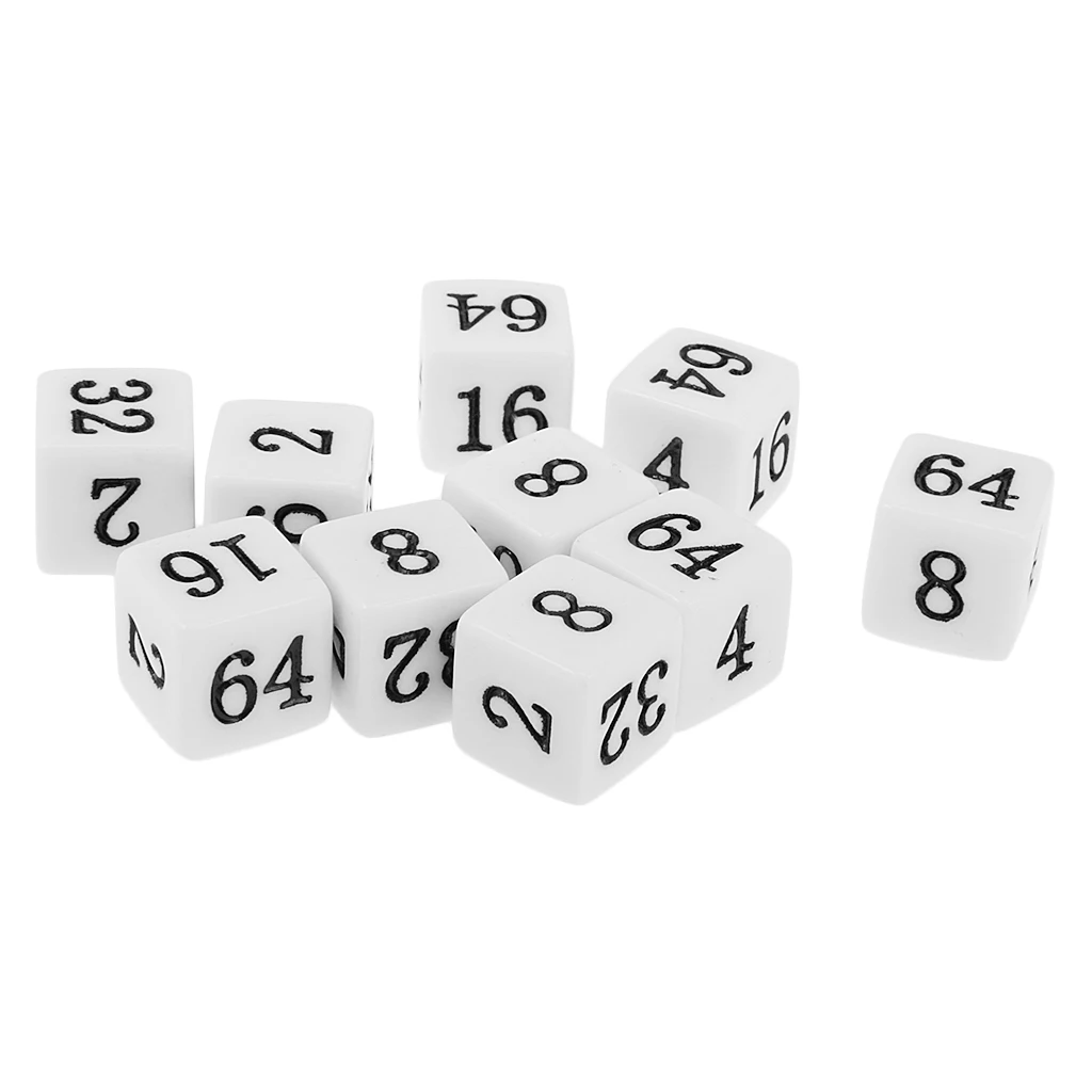 MagiDeal 10Pcs Opaque 6 Sided Multiple Dice for TRPG Party Board GameClub Dice Game Toys White/Beige 