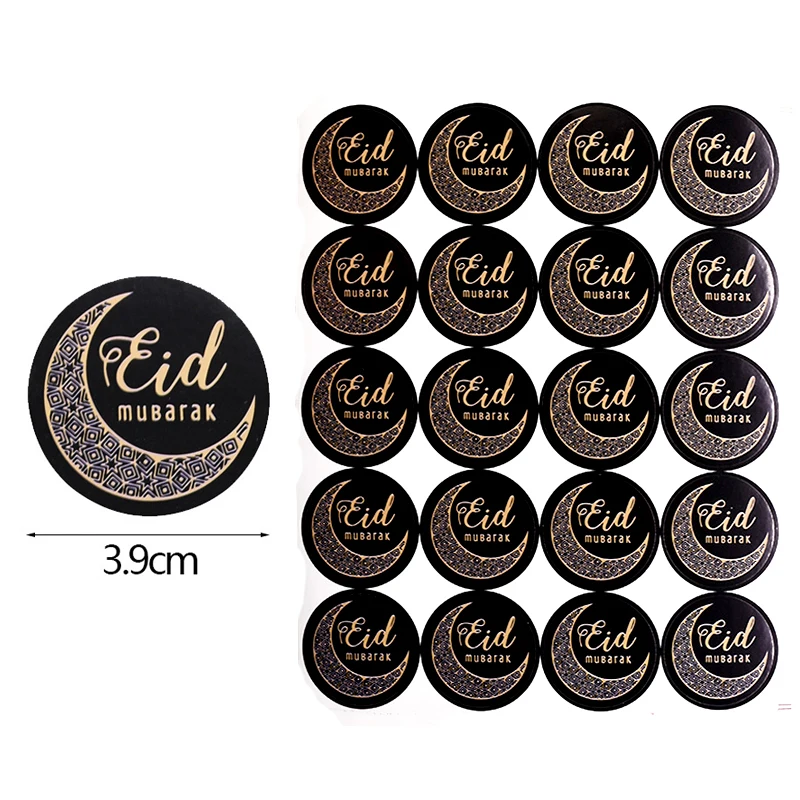 60pcs/lot Eid Mubarak Stickers Box Label Paper Seal Gift Decor Muslim Ramadan