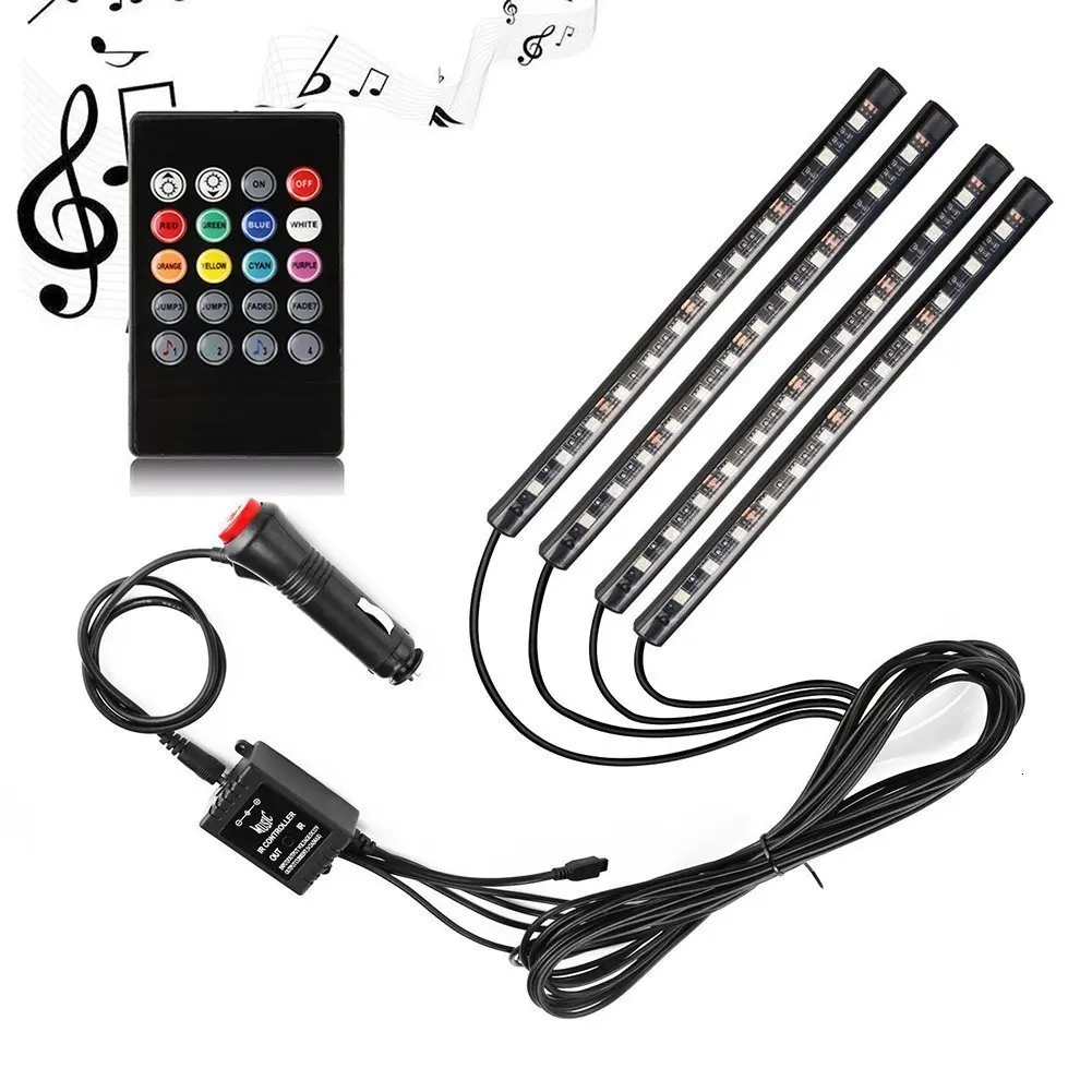 

Automobile Atmosphere Lamp Sole Atmosphere Led Illuminations Colorful Remote Control Sound Control Rgb Music Rhythm Lamp 12smd