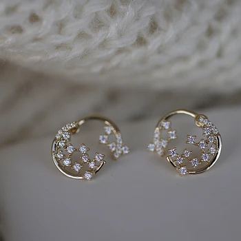 

GHIDBK Bohemian Hollow Cubic Zirconia Star Stud Earrings Korean Japanese Sweet Romantic CZ Earring Demo Dainty Designed Earring