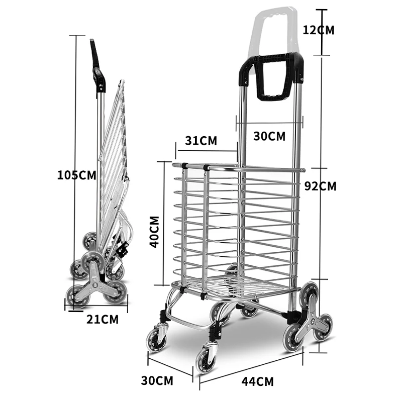 Shopping Cart Buy Food Cart Small Pull Cart Home Trolley Car Trolley Climb Stairs Folding Portable 