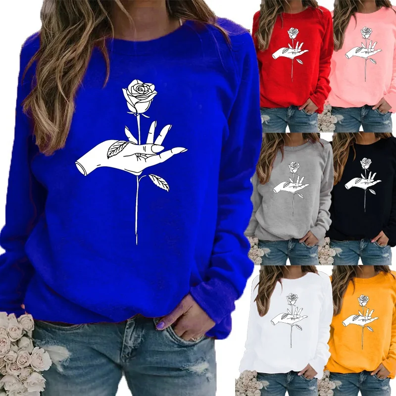 

Autumn and Winter Fashion Women Long Sleeved Casual Round Neck Printed Loose Sweatshirt Plus Size