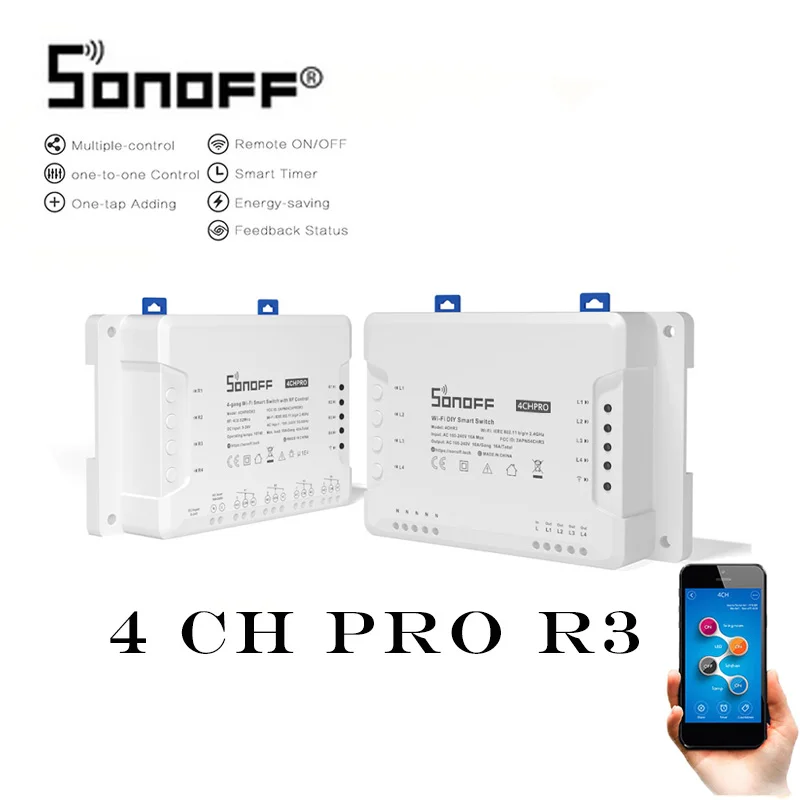 Sonoff 4CH PRO R3 Smart Wifi RF переключатель умный дом 4 Gang 3 рабочих режима инчинг Блокировка