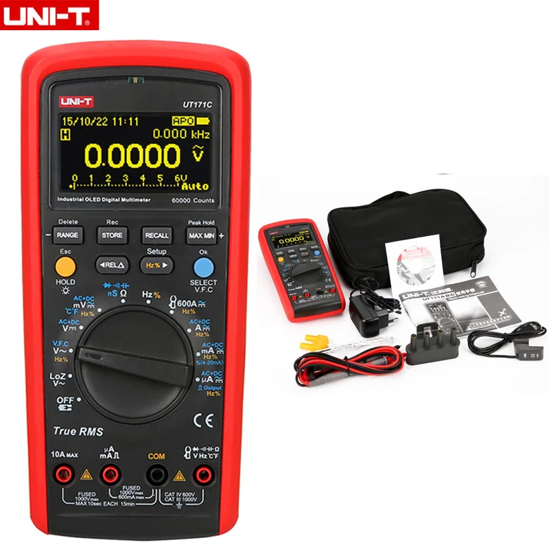 

UNI-T UT171C Industrial True RMS Digital Multimeter AC DC Voltmeter Ammeter Ohmmeter Capacitance Frequency Tester