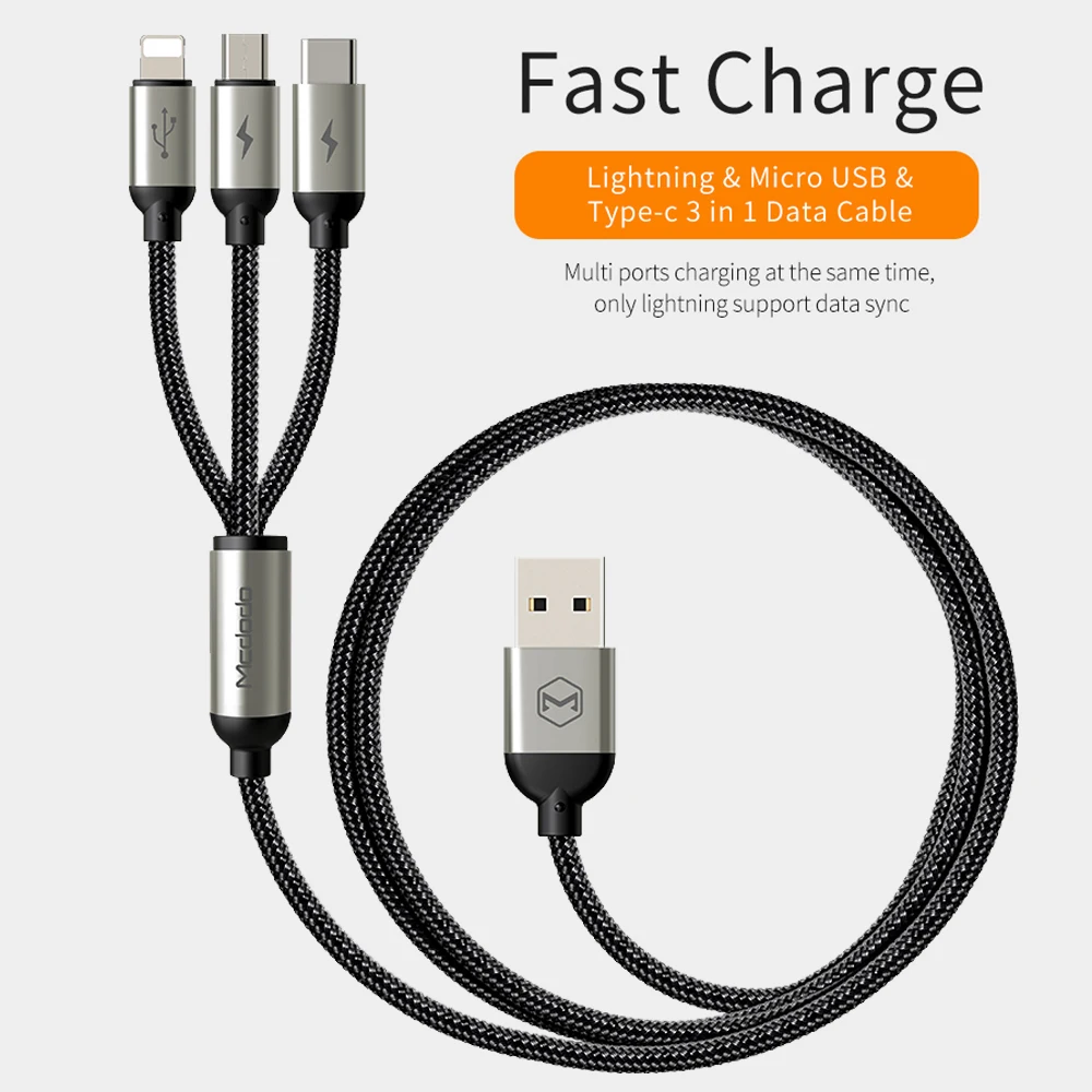 USB кабель зарядный Mcdodo 3 в 1 А Micro Type C|Кабели для мобильных телефонов| |