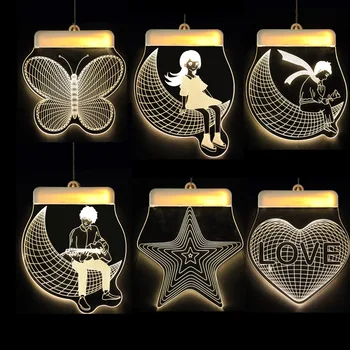 

LED Light Indoor Hanging Night Lamp Girl LED Fairy String Light Hanging Wall Lamp Wedding Party Window Decor
