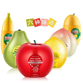 

5PCS BIOAQUA Cute Peach Banana Mango Pear Lemon Whitening Fruit Hand Cream for Winter Hand Care Lotion Nourishing Skin