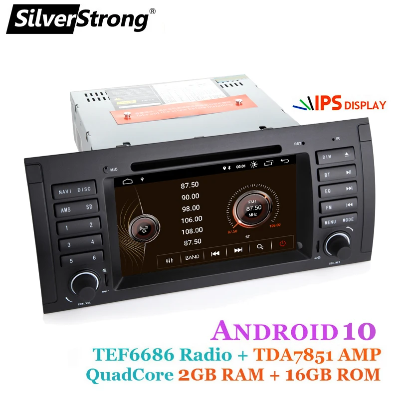 SilverStrong Android 10 четырехъядерный 1Din 7 дюймовый автомобильный DVD плеер для BMW E39 E53 X5 dvd