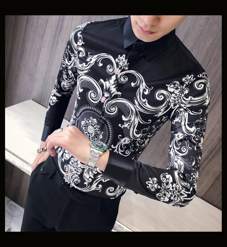 Модная черная рубашка Для мужчин Slim Fit с длинными рукавами Camisa Masculina Chemise Мужская, для общественных мест Для мужчин клуб нарядная рубашка брендовые рубашки для мальчиков