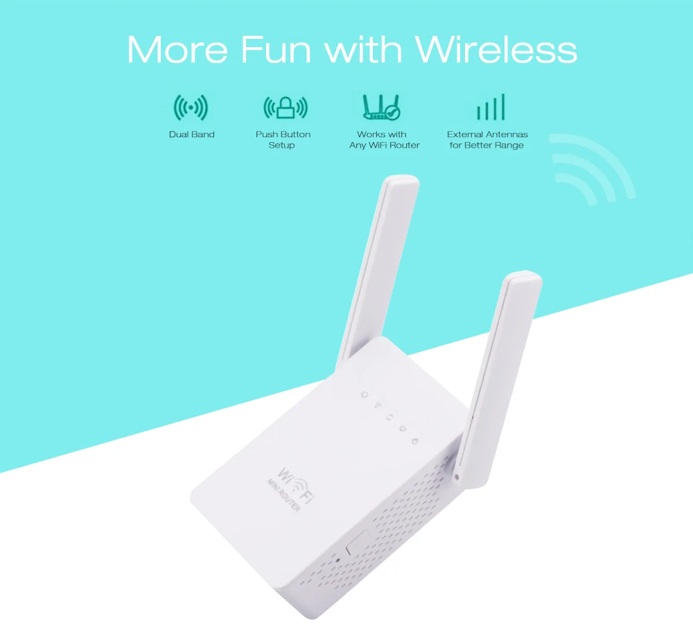 

1200Mbps Dual Band 2.4/5G Wireless Range Extender WiFi Router 4 Antenna Double Frequency Trunk Circuit Commercial Repeater
