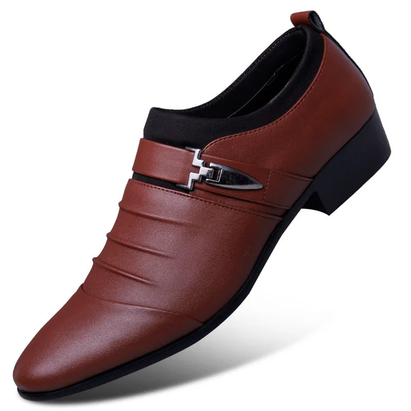 Мужские модельные туфли с острым носком; Мужская обувь без шнуровки; роскошные свадебные мужские туфли из британской кожи; HH-716 - Цвет: Brown Fur