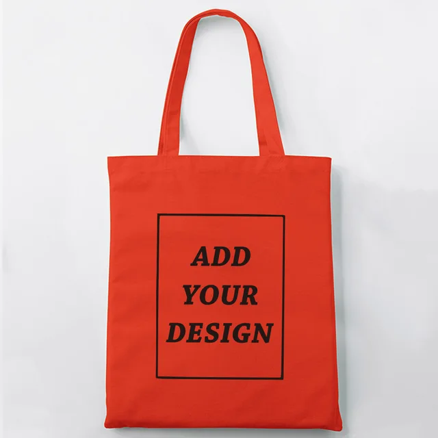 Custom Tote Bag Shopping Add Your Text Print Original Design White Zipper Unisex Fashion Travel Canvas Bags Orange