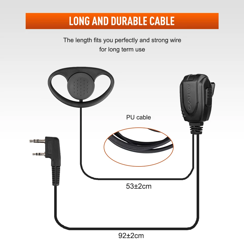 EEK003 RT22 Radio Accessories D-type Earhook Earpiece Walkie Talkie Headphone fo