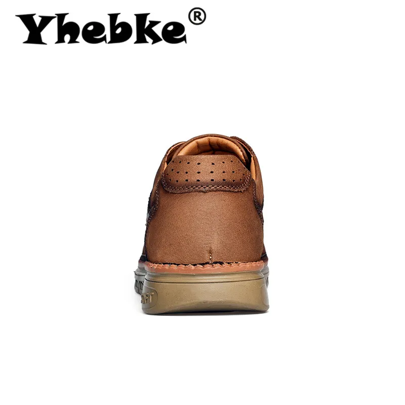 Yhebke/Новая брендовая мужская Осенняя кожаная обувь; модная повседневная обувь из мягкой воловьей кожи на шнуровке; Рабочая обувь на плоской подошве