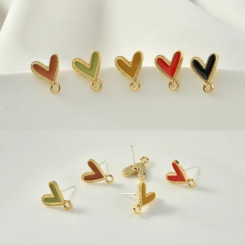 

Alloy Drop Oil Lace Heart Lovely Silver Needle Ear Stud Earrings Material DIY Handmade Ornament Accessories 6pcs