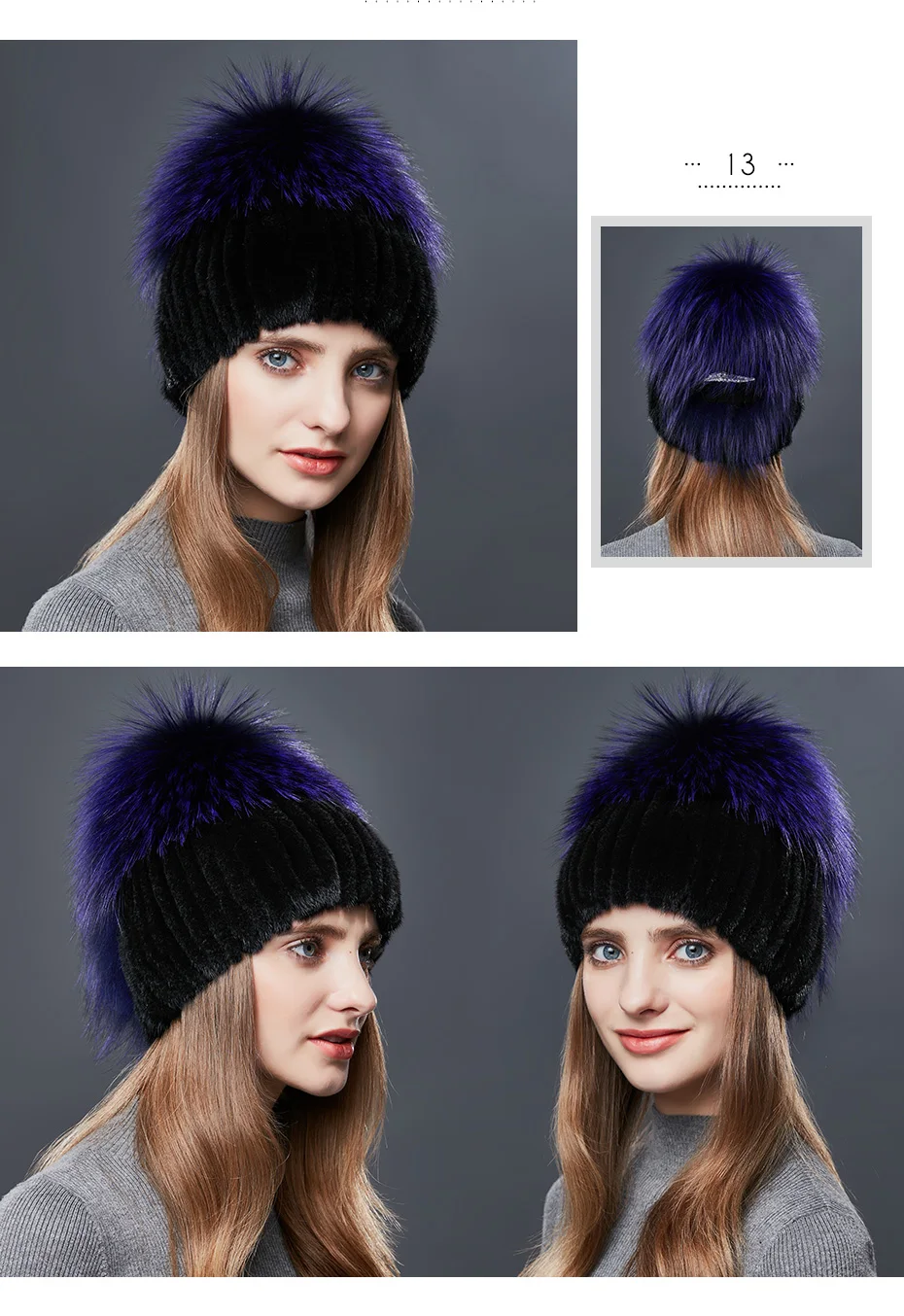 ENJOYFUR зимние теплые меховые шапки женские Вязаные норковые шапки ткачество с лисьим мехом Новая мода