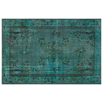

Handmade Turquoise Vintage Overdyed Turkish Area Rug 174x262 Cm-5'9''X8'7''