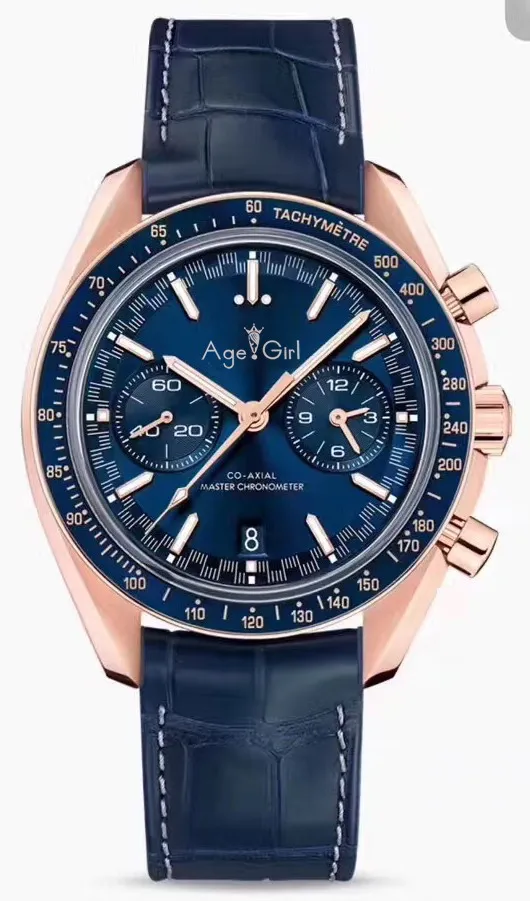 Роскошные брендовые новые мужские автоматические механические часы MoonWatch из нержавеющей стали, черные, синие кожаные часы с керамическим ободком, темная сторона AAA
